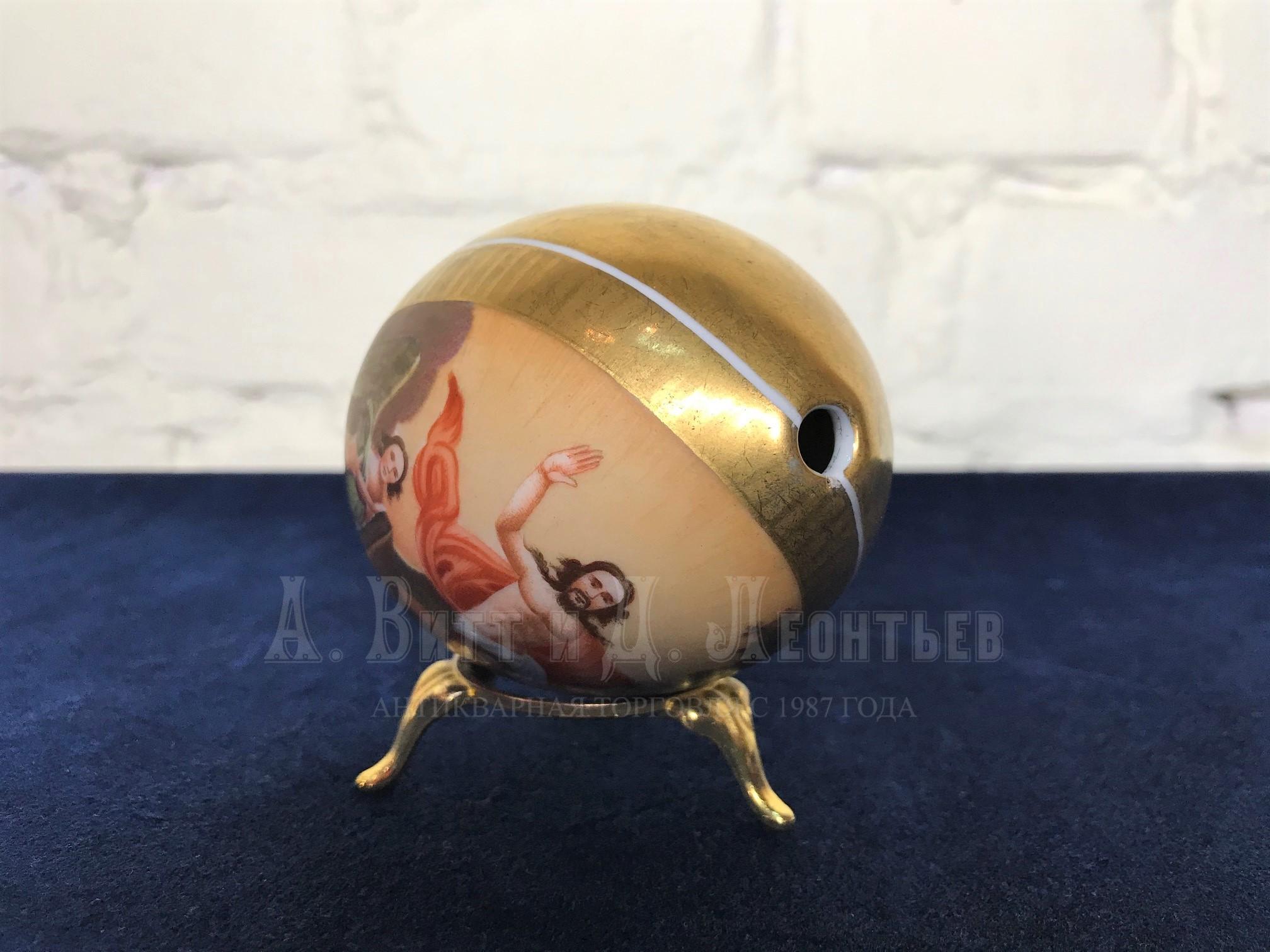 Яйцо фарфор антикварное пасхальное Воскресение Христово